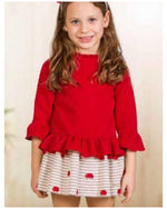 Vestido niña junior rayas y topos rojo de Basmartí