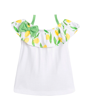 Camiseta nina limones volante blanco y verde de Dadati