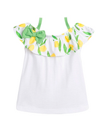 Camiseta niña limones volante blanco y verde de Dadati
