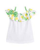 Camiseta niña limones volante blanco y verde de Dadati