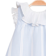 Vestido bebe niña y braguita rayas blanco y azul de Dadati