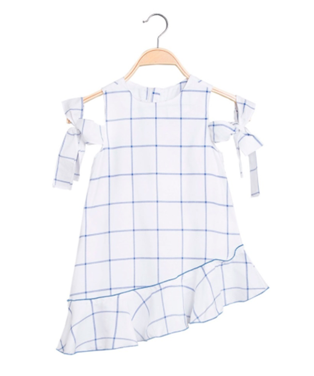 Vestido niña asimétrico cuadros blanco y azul de Dadati – Cositas