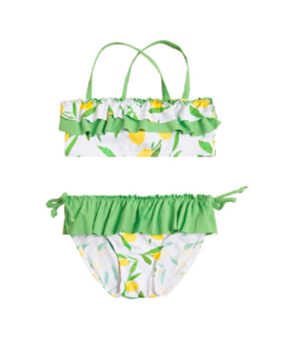 Bikini niña limones y volantes verde de Dadati