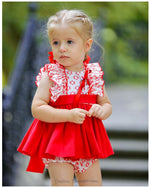 Vestido niña bordado y braguita rojo de LaPeppa