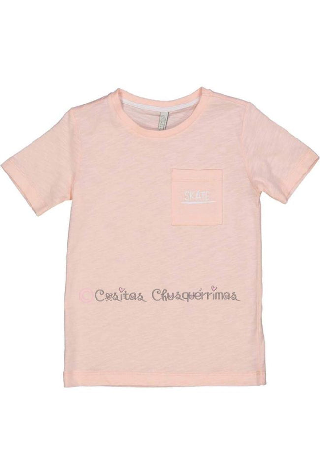 Camiseta manga corta niño " Skate" rosa coral de Birba Trybeyond