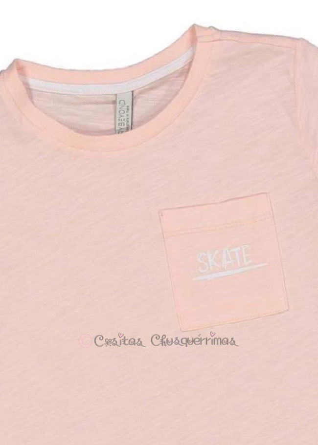 Camiseta manga corta niño " Skate" rosa coral de Birba Trybeyond