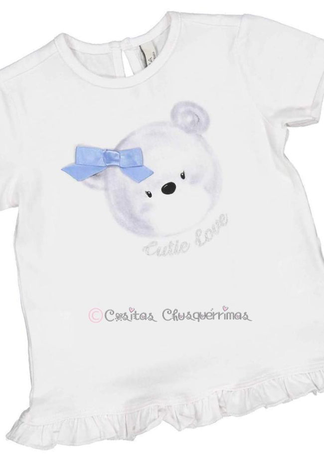 Camiseta manga corta bebé niña blanca " osito" de Birba Trybeyond