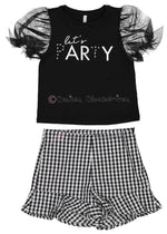 Camiseta niña manga corta negra con mandal de tul y perlas"Party"  de Birba Trybeyond