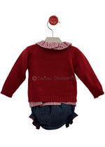 Conjunto bebé niña jersey, camisa y ranita rojo Familia Pollito de Del Sur
