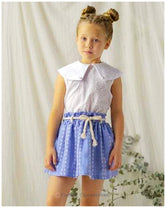 Blusa niña y falda bordado blanco y azul Adriel de NOA Azul de Colibri