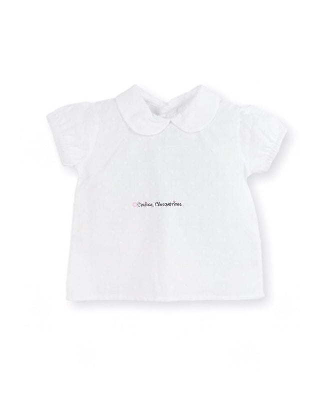 Camisa bebe niña plumeti cuello bebe blanco de Mac Ilusion